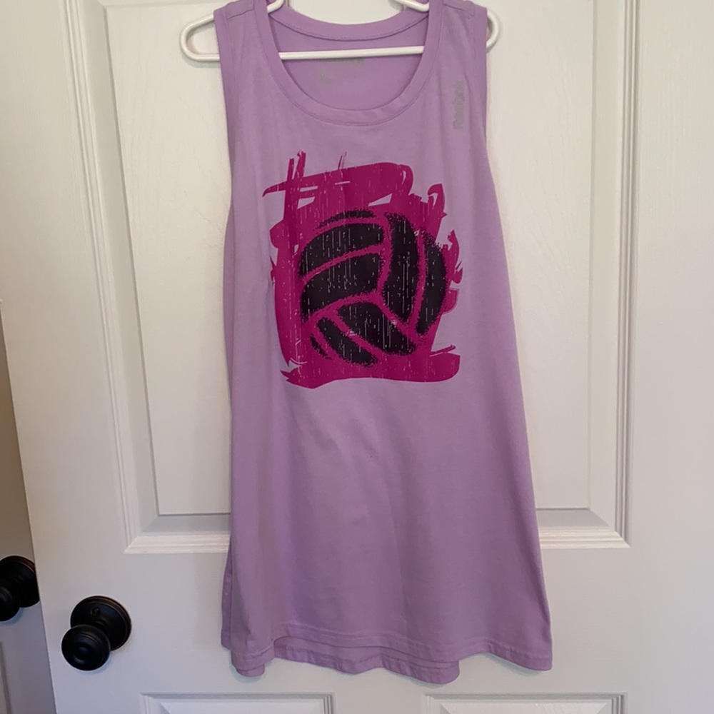 Reebok pale purple tank, volleyball logo Sz Med